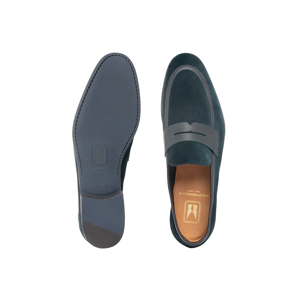 Moreschi 044061 Suede Loafers Petrol Blue