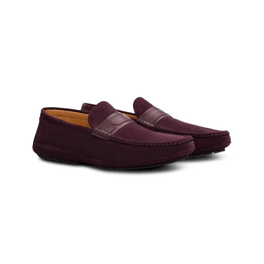 Moreschi 044070A-BX Suede Driving Loafers Bordeaux