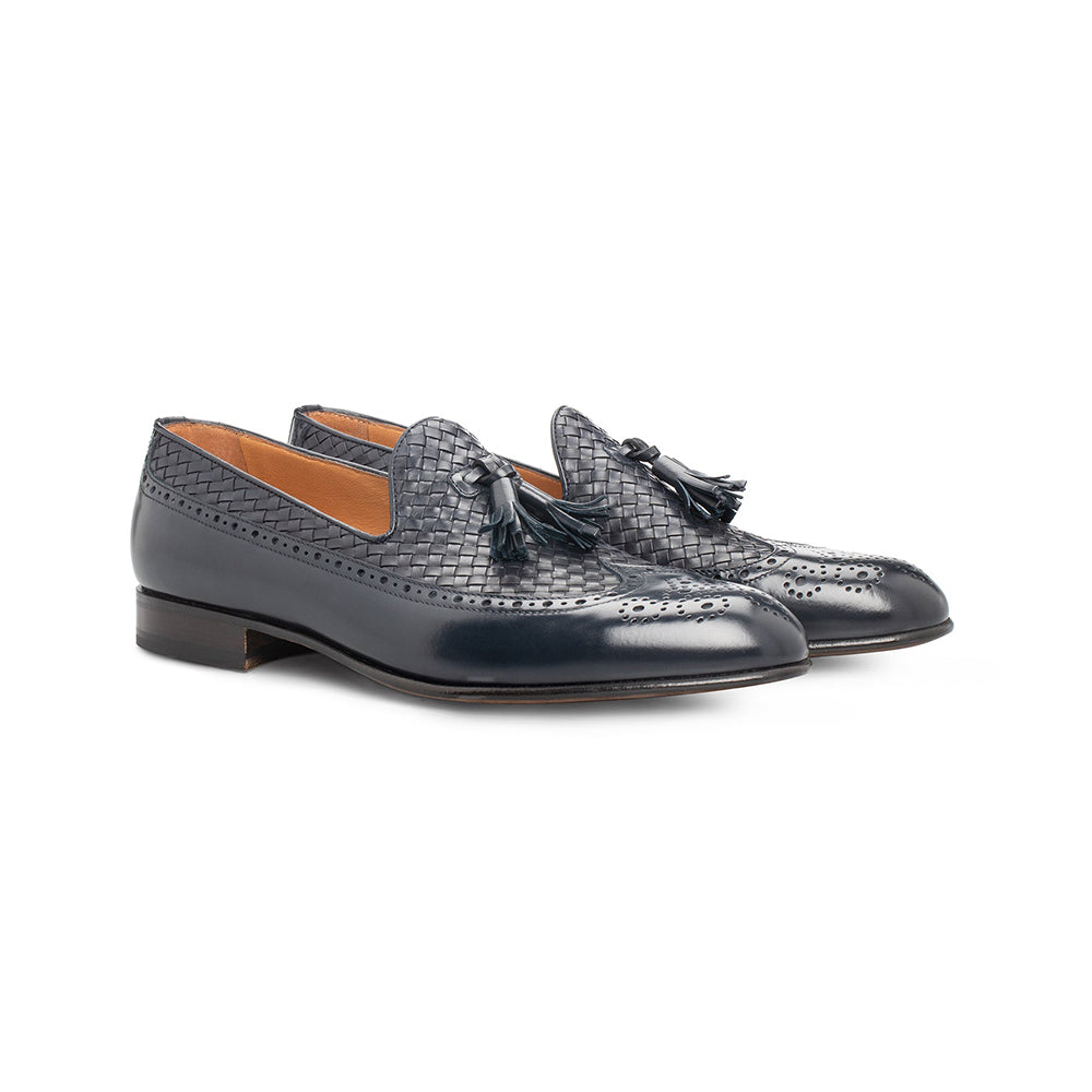 Moreschi 044079-BS Leather Loafers Navy Blue