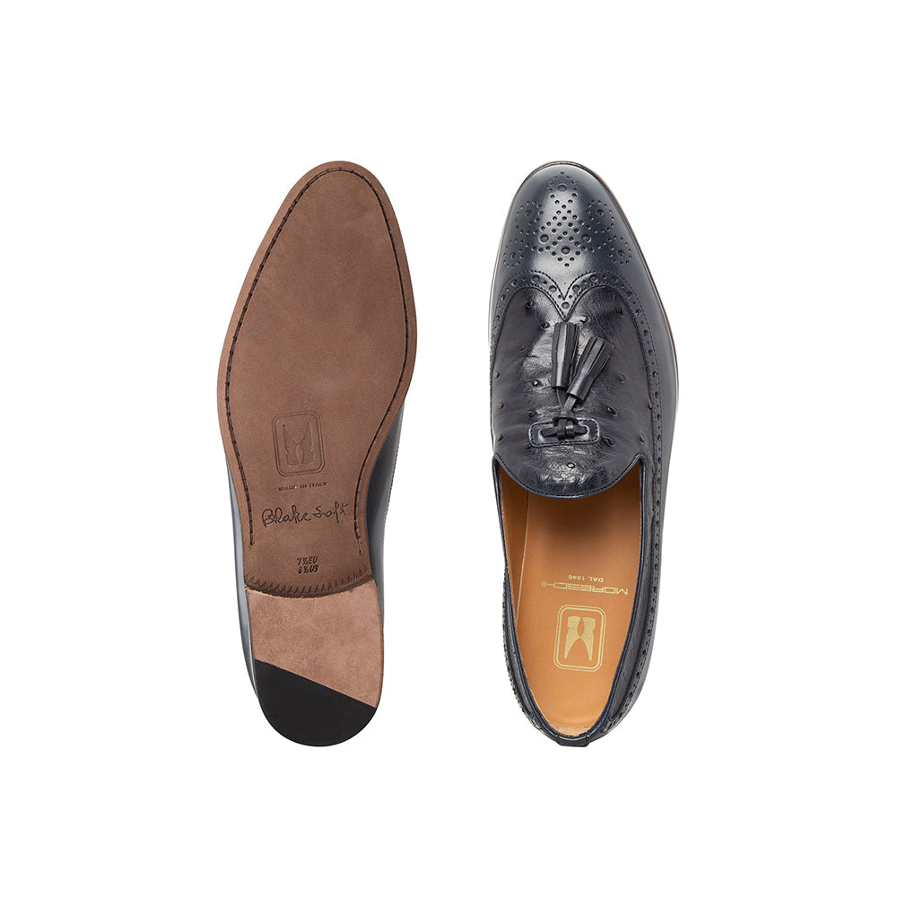 Moreschi 044083B Leather Loafers Navy Blue