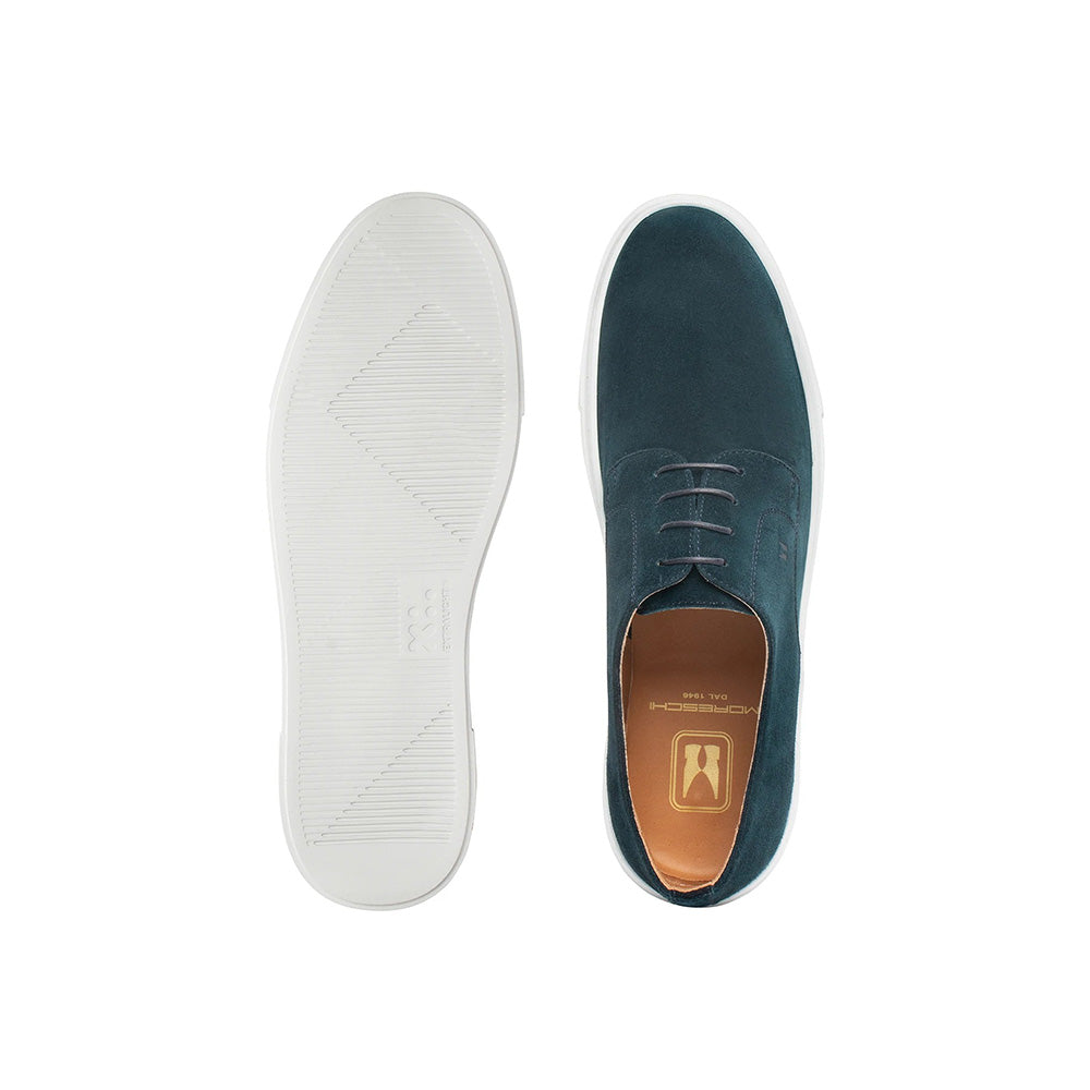 Moreschi 044093B Suede Derby Shoes Petrol Blue