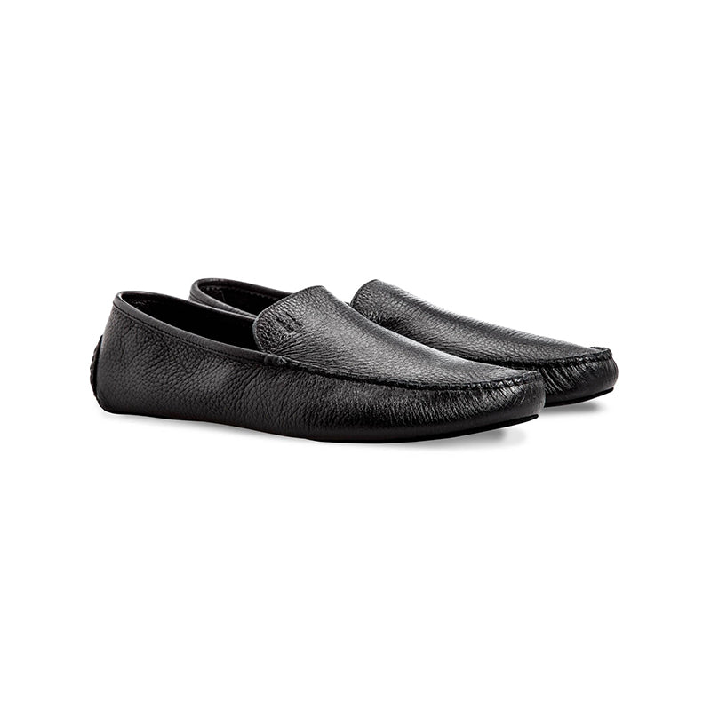 Moreschi Cortina Deerskin Slippers Black