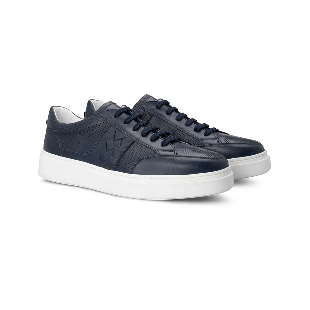 Moreschi 155546U Calfskin / Deerskin Sneakers Blue