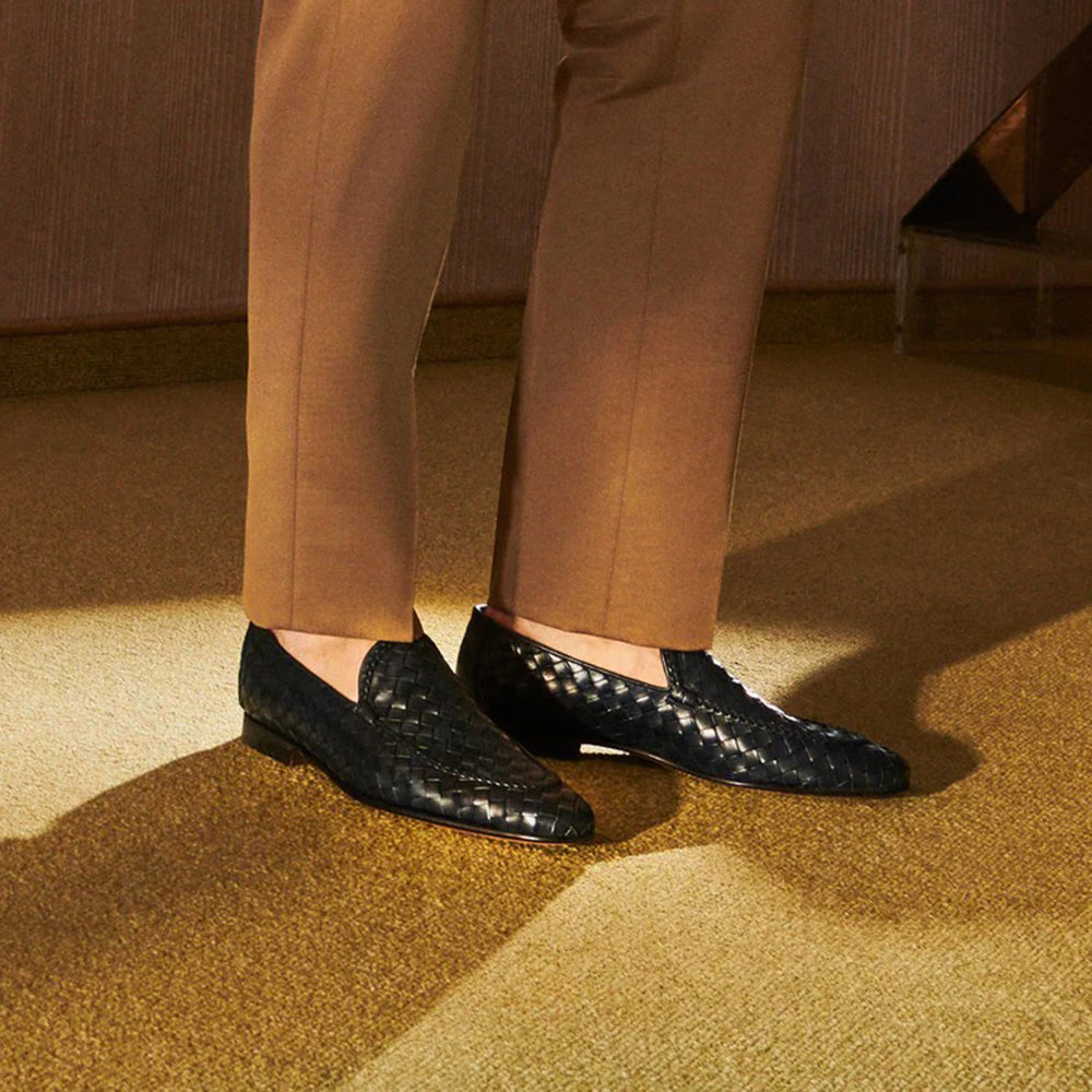 Moreschi 186532C Leather Loafers Navy Blue