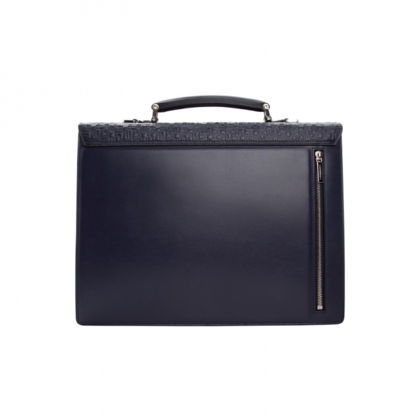 Moreschi 2000001006924 Calfskin Leather business Scarpine briefcase Dark Blue