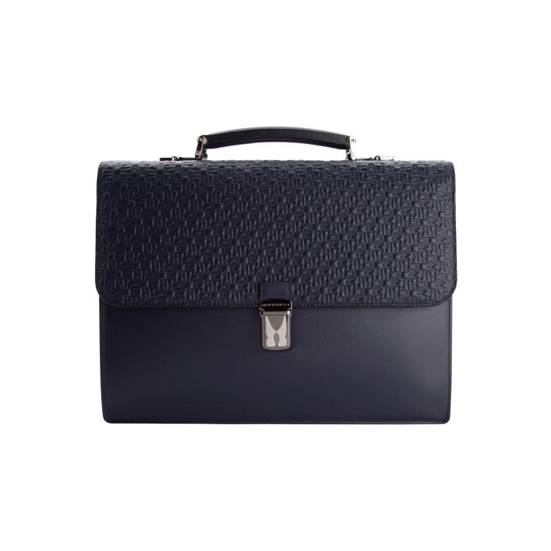 Moreschi 2000001006924 Calfskin Leather business Scarpine briefcase Dark Blue