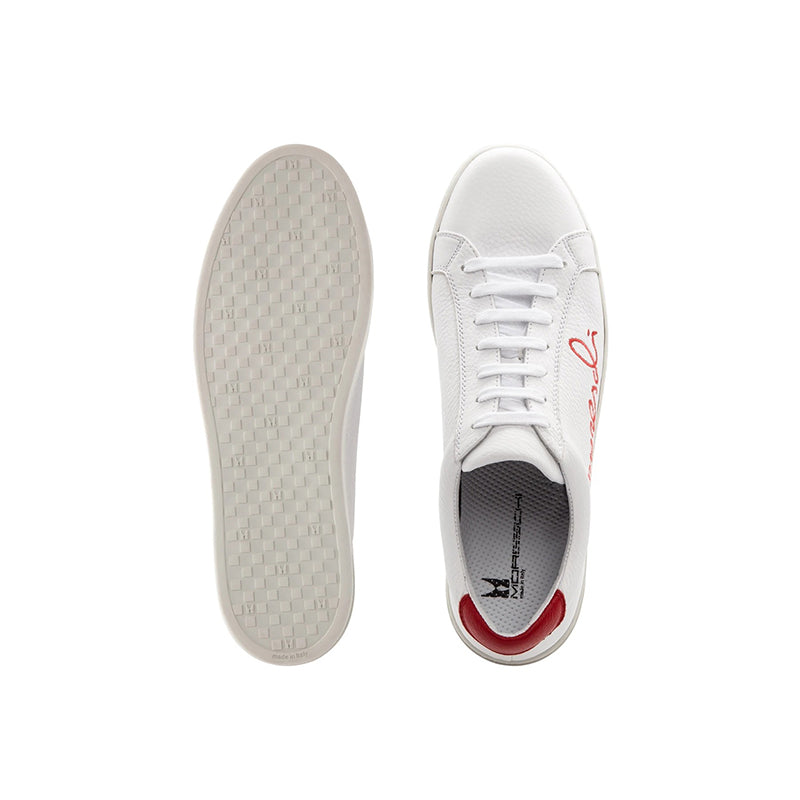 Moreschi 2000001113622 Deerskin Signature Sneakers White Red