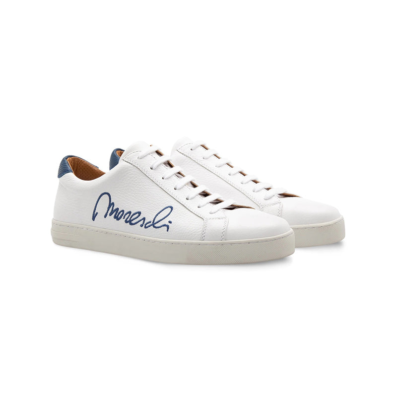 Moreschi 2000001113776 Deerskin Signature Sneakers White Blue
