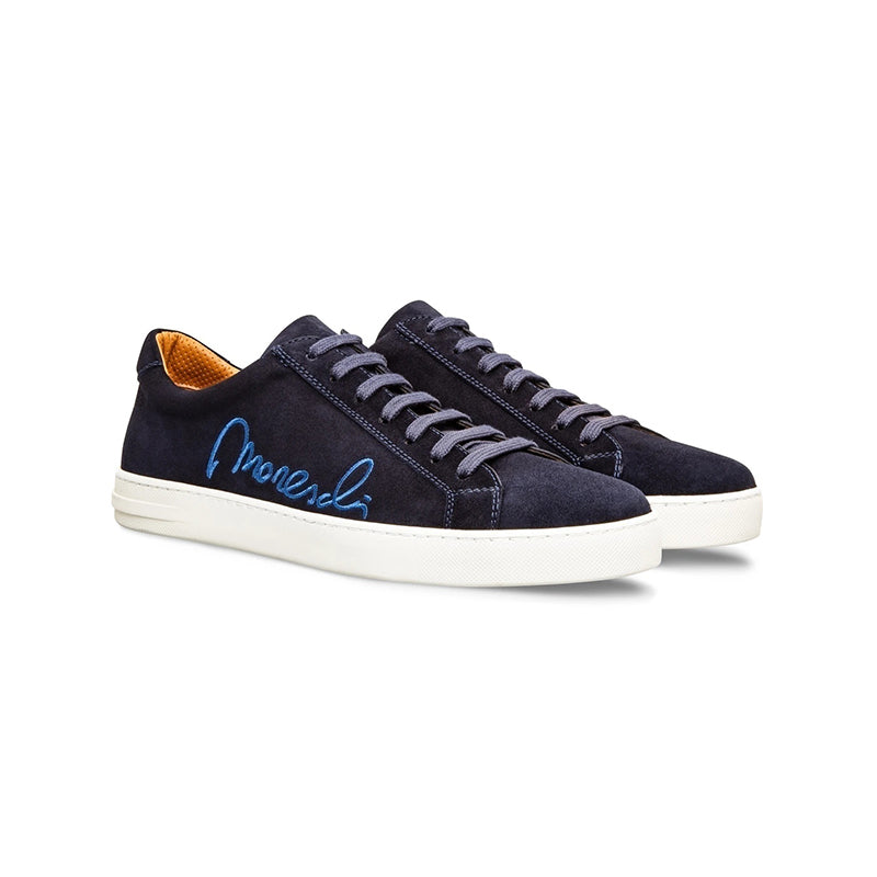Moreschi 2000001113929 Suede Signature Sneakers Dark Blue