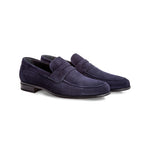 Moreschi Graz Suede Penny Loafers Navy Size 6