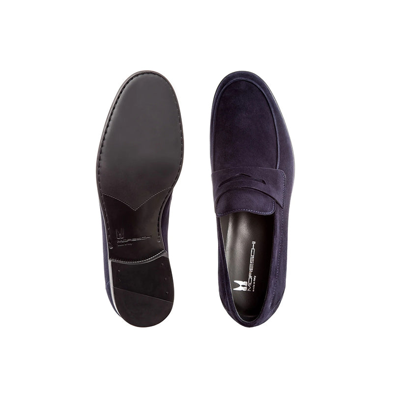 Moreschi Graz Suede Penny Loafers Navy Size 6