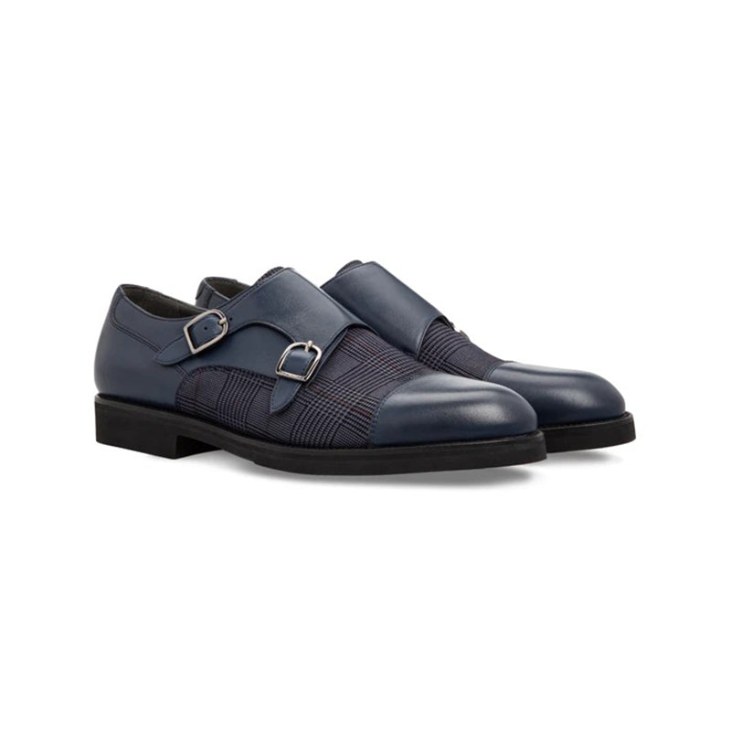 Moreschi 2000001246696 Calfskin Double Buckle Shoes Blue