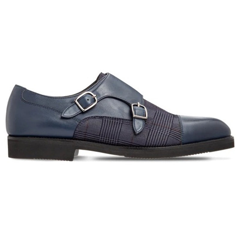 Moreschi 2000001246696 Calfskin Double Buckle Shoes Blue