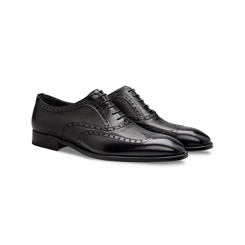 Moreschi 228544C Deerskin & Calfskin Oxford Shoes Black