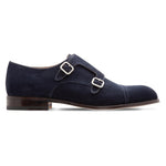 Moreschi 228879C Suede Monkstrap Shoes Dark Blue