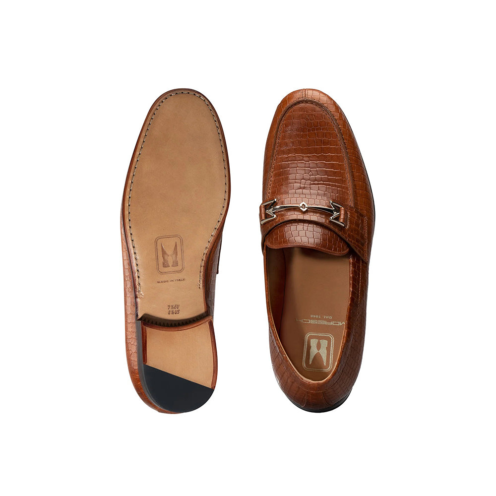 Moreschi 270161C Crocodile Printed Leather Loafers Brown