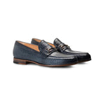 Moreschi 270532C Crocodile Printed Leather Loafers Navy Blue