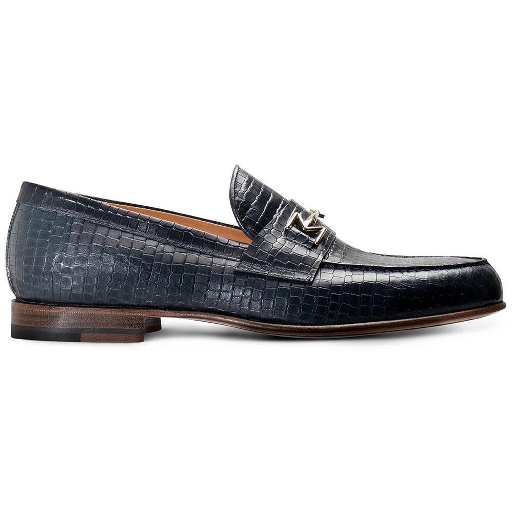 Moreschi 270532C Crocodile Printed Leather Loafers Navy Blue
