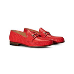 Moreschi 271201C Crocodile Printed Leather Loafers Red