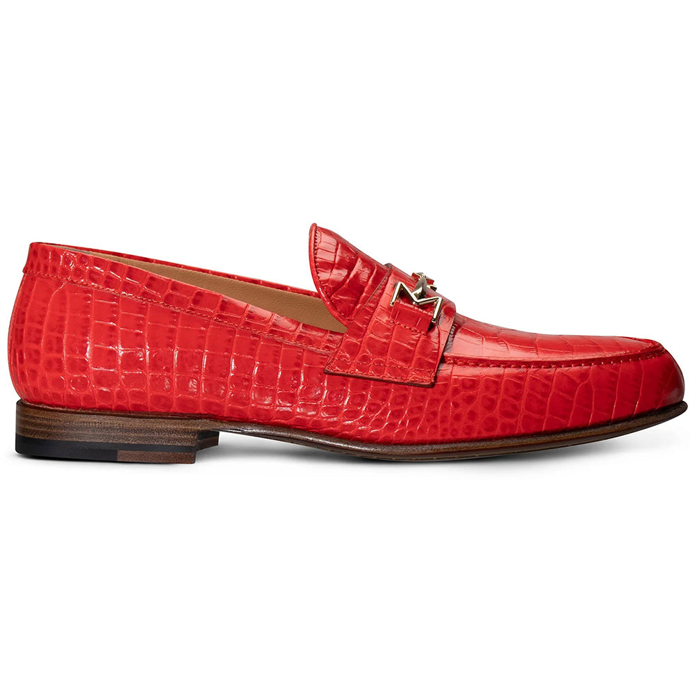 Moreschi 271201C Crocodile Printed Leather Loafers Red