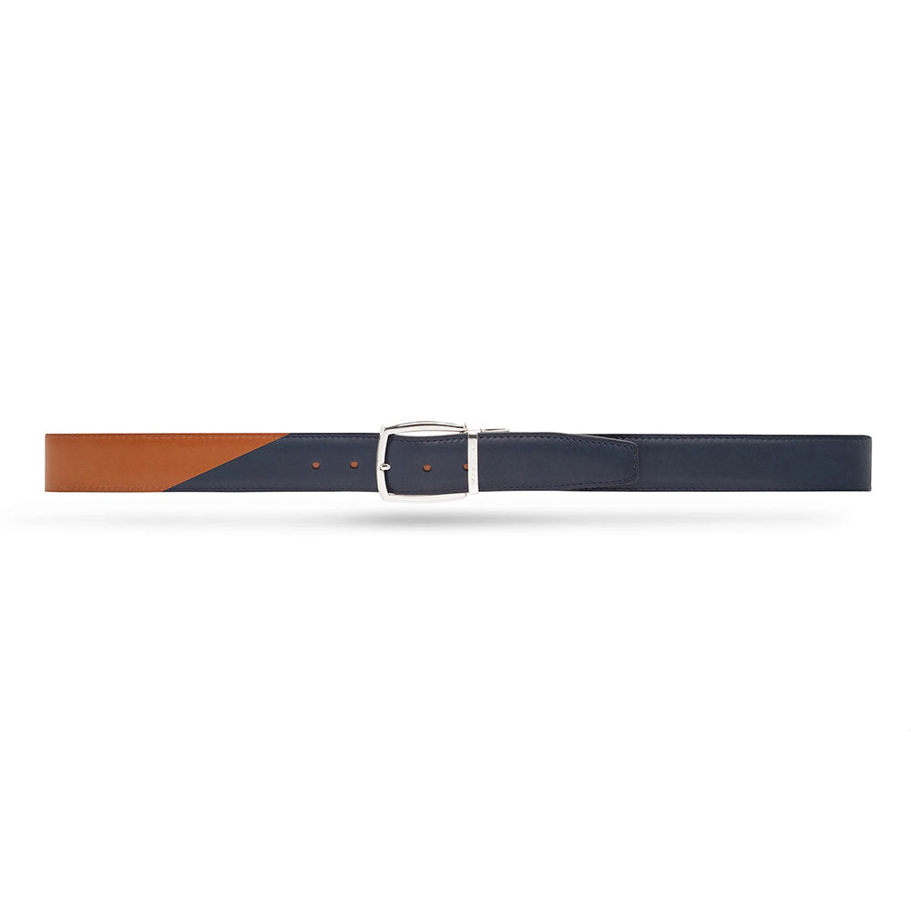 Moreschi 307001A Calfskin Twinface Belt Navy Blue / Light Brown