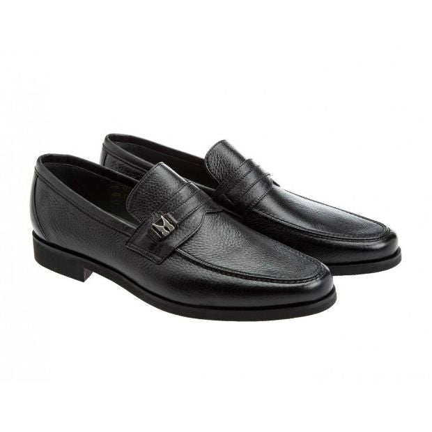 Moreschi 41854 Deerskin Strap Loafers Black