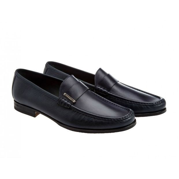 Moreschi 41856 BS Deerskin Loafers Blue