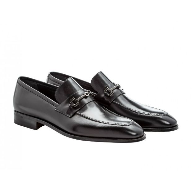 Moreschi 41886 Kangaroo & Calfskin Loafers Black
