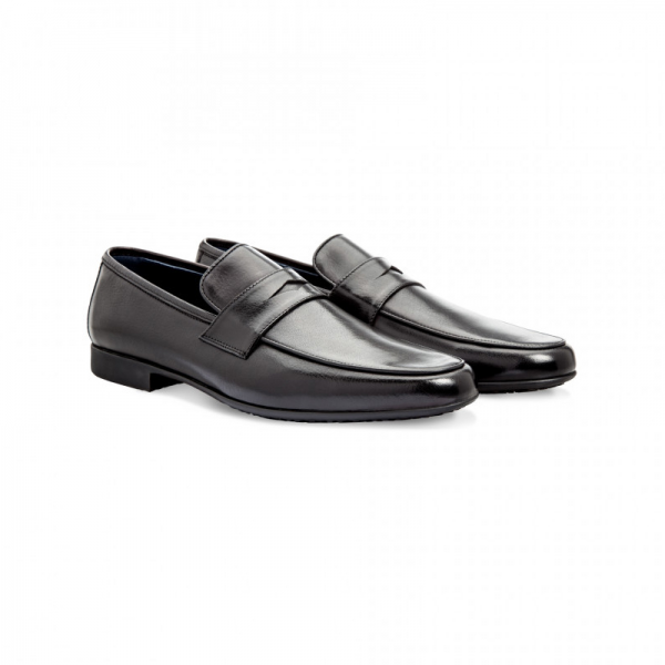 Moreschi 42320NE Buffalo and Kangaroo Leather Loafers Black (SPECIAL ORDER)