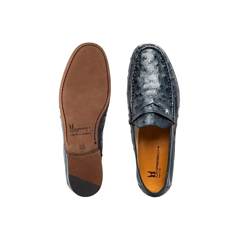 Moreschi 43087 Ostrich Loafer Shoes Blue | MensDesignerShoe.com display picture 3