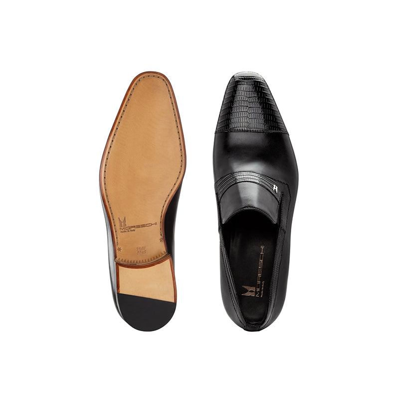 Moreschi 43153 Lizard & Calfskin Loafers Black