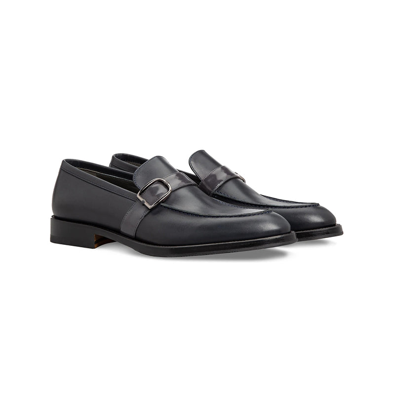 Moreschi 43586 Calfskin Loafer Shoes Dark Blue