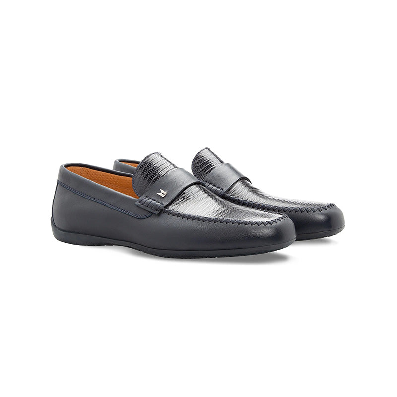 Moreschi 43720 Goatskin And Tejus Leather Loafer Dark Blue