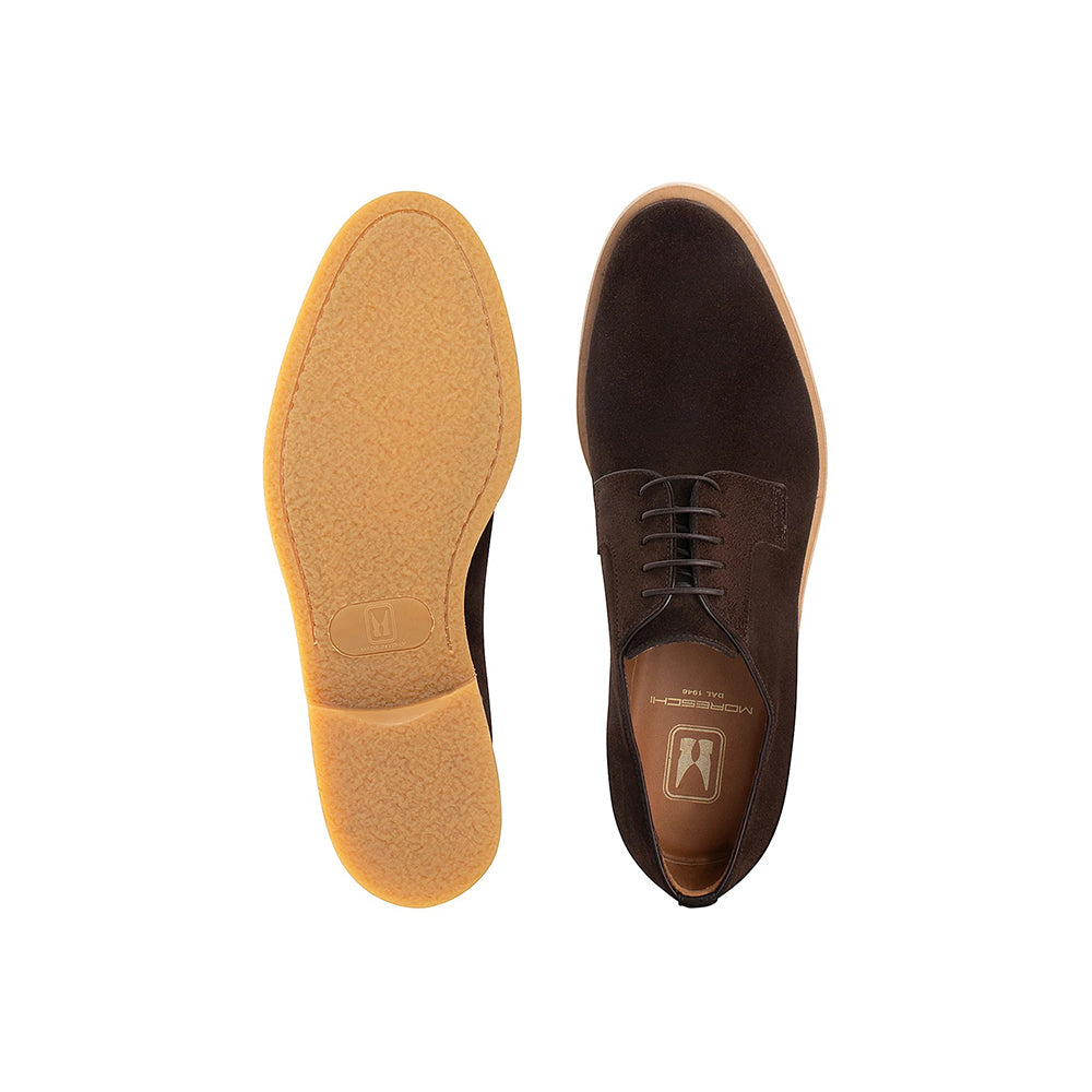 Moreschi 43884 Suede Plain Toe Derby Dark Brown