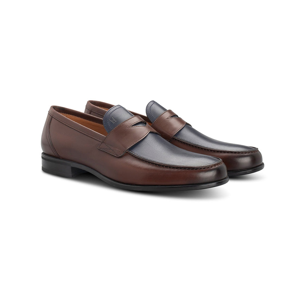 Moreschi 43888 Leather Loafers Brown / Blue