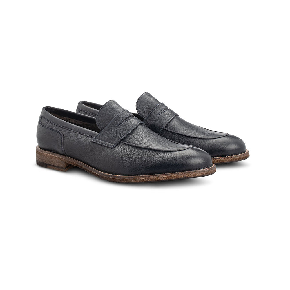 Moreschi 43927 Leather Loafers Navy Blue