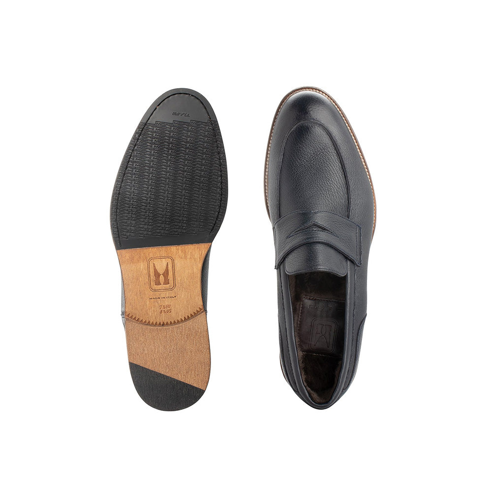 Moreschi 43927 Leather Loafers Navy Blue