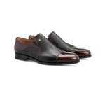 Moreschi 43931 Leather Slip On Shoes Bordeaux / Black