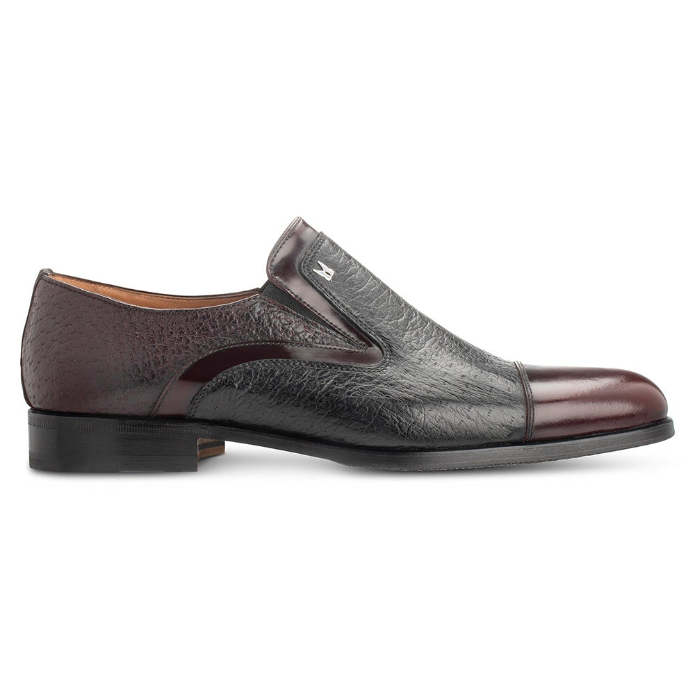 Moreschi 43931 Leather Slip On Shoes Bordeaux / Black