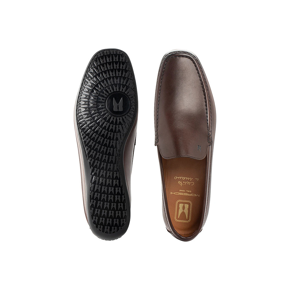 Moreschi 43935 Calfskin Slip On Loafers Dark Brown