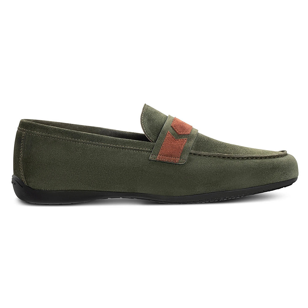 Moreschi 43940 Suede Slip On Shoes Green / Brown