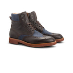 Moreschi 43941 Bimaterial Ankle Boots Dark Brown / Blue