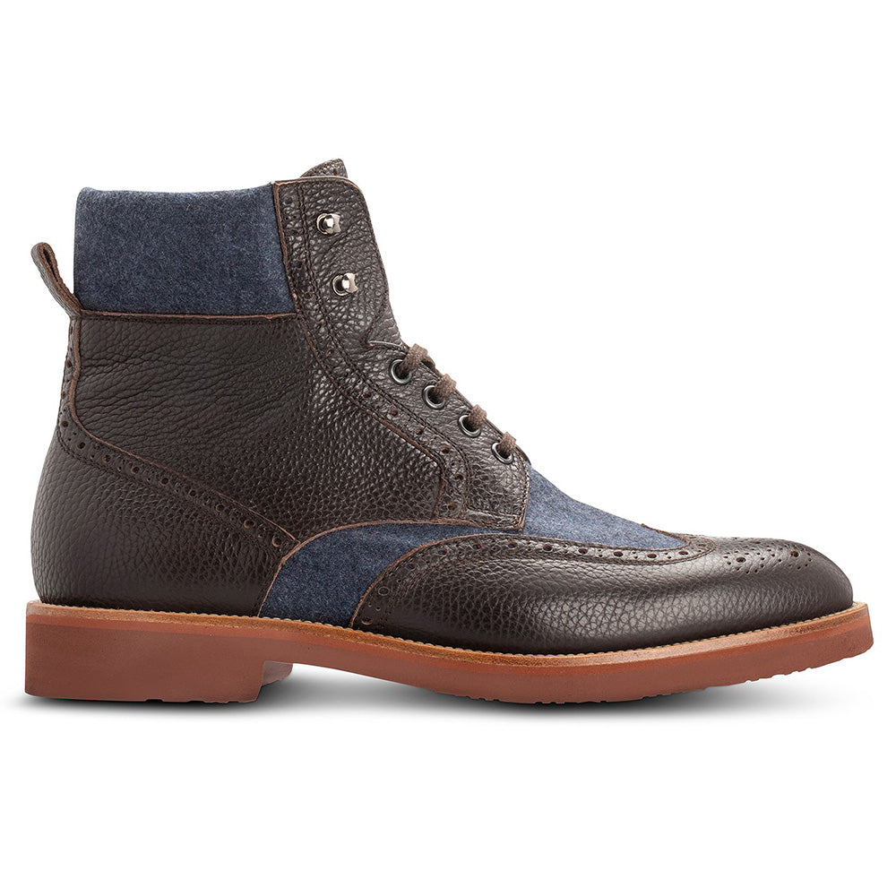 Moreschi 43941 Bimaterial Ankle Boots Dark Brown / Blue