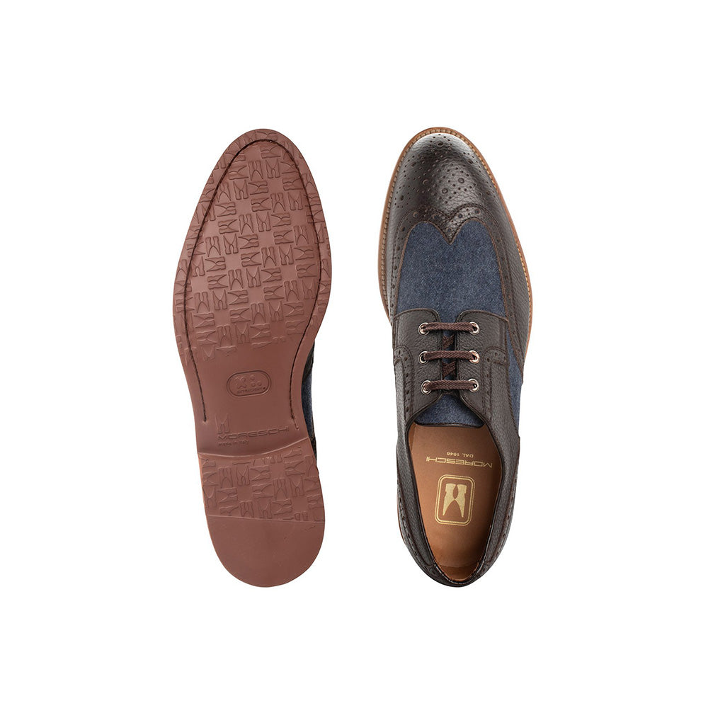 Moreschi 43943 Bimaterial Derby Dark Brown / Blue
