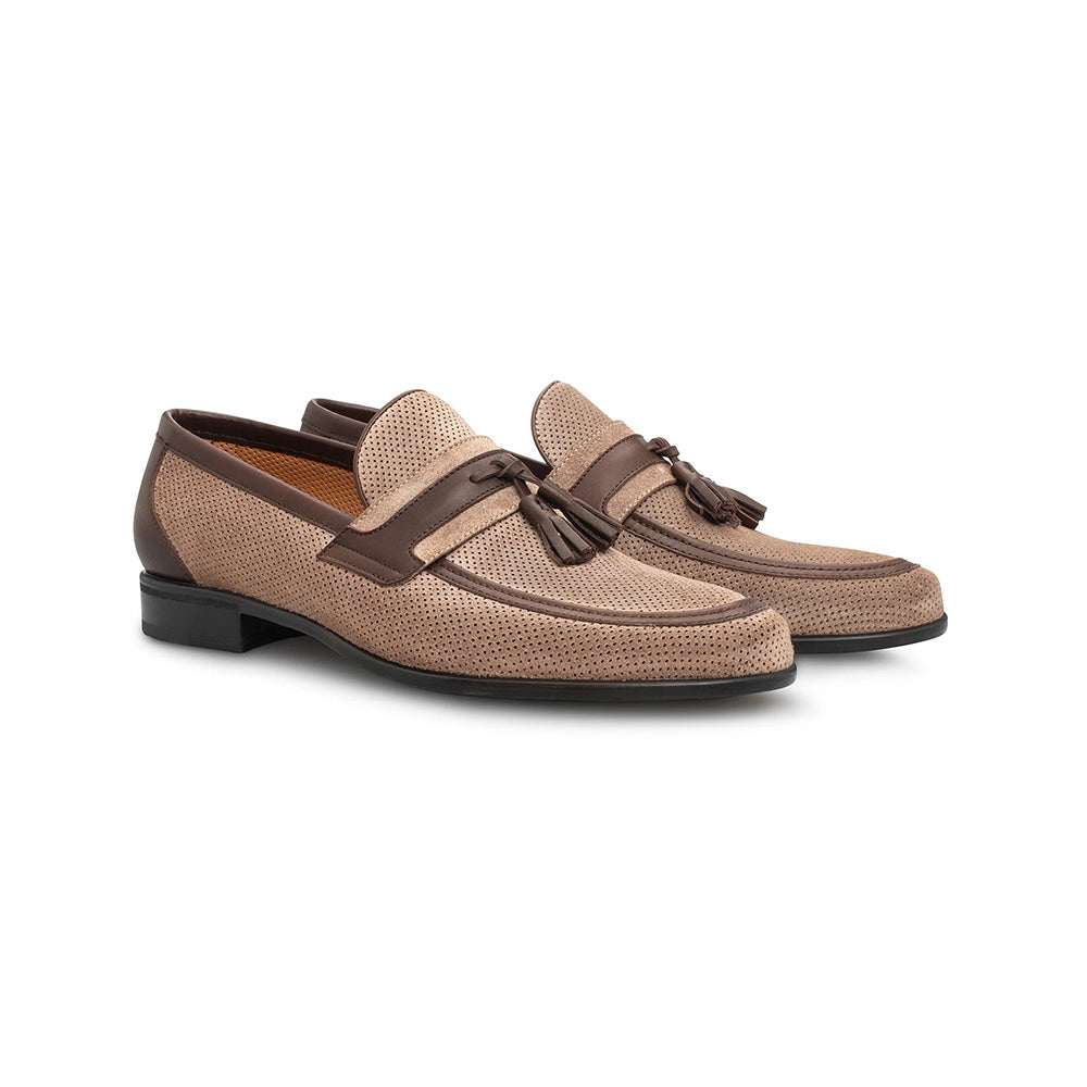 Moreschi 44059-BE Perforated Leather Loafers Beige