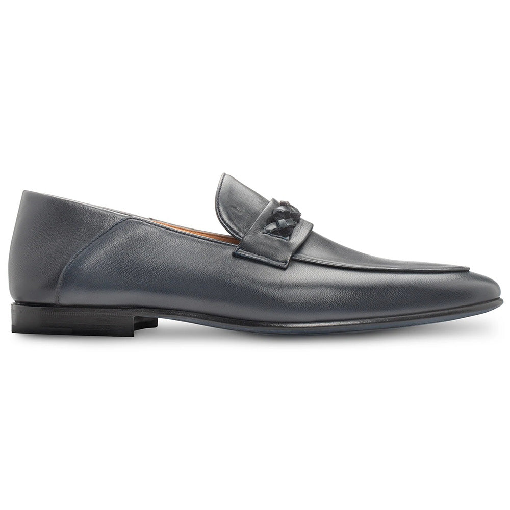 Moreschi 44062 Leather Slip-on Loafers Navy Blue