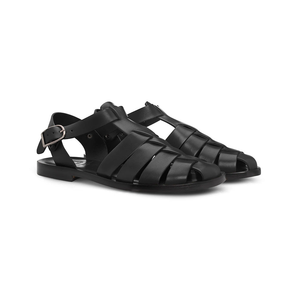 Moreschi 92034-03 Leather Sandals Black