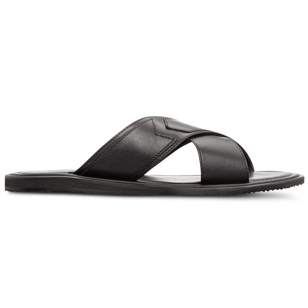 Moreschi 92035-01-NE Leather Slide Sandals Black