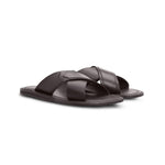 Moreschi 92035-02-MS Leather Slide Sandals Dark Brown