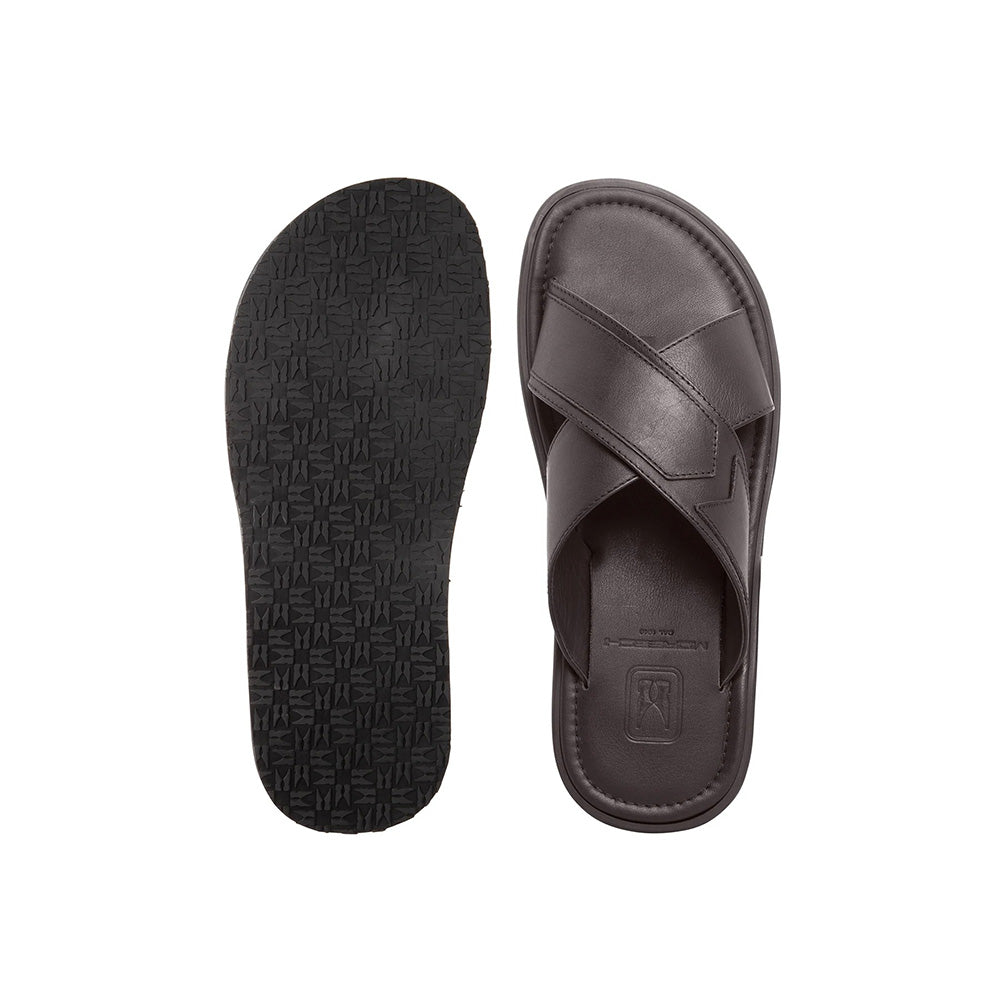 Moreschi 92035-02-MS Leather Slide Sandals Dark Brown